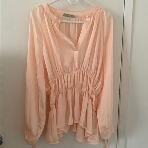 Peach Blouse with Ruched Detailing